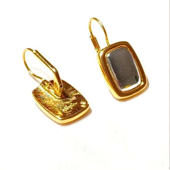 NAPIER TWO TONE DROP LEVER BACK EARRINGS - Picture 5 of 7